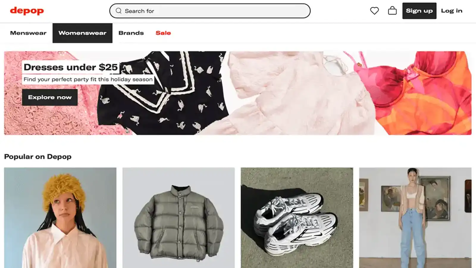 Depop Homepage