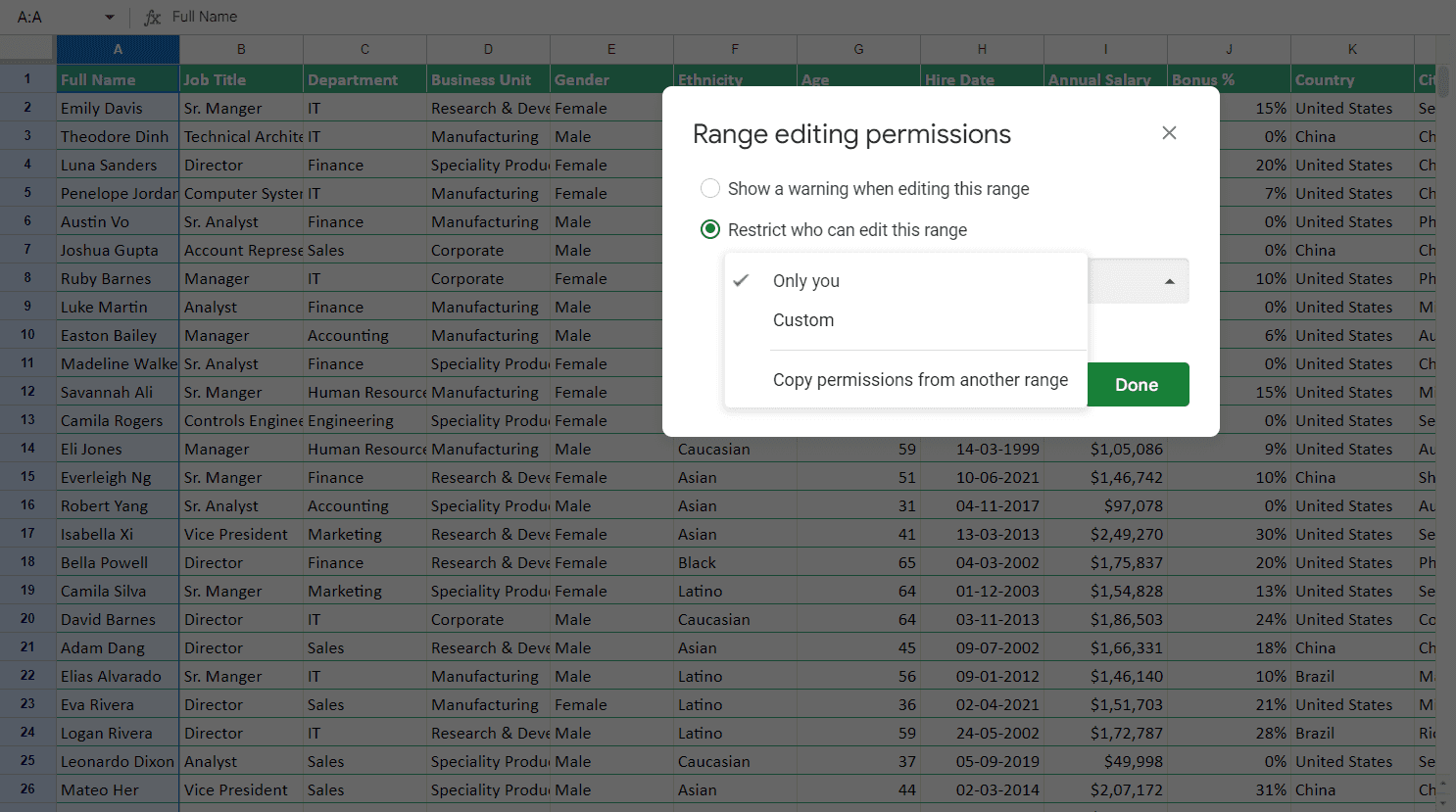 Custom: This advanced option lets you define granular permissions for individual users or groups