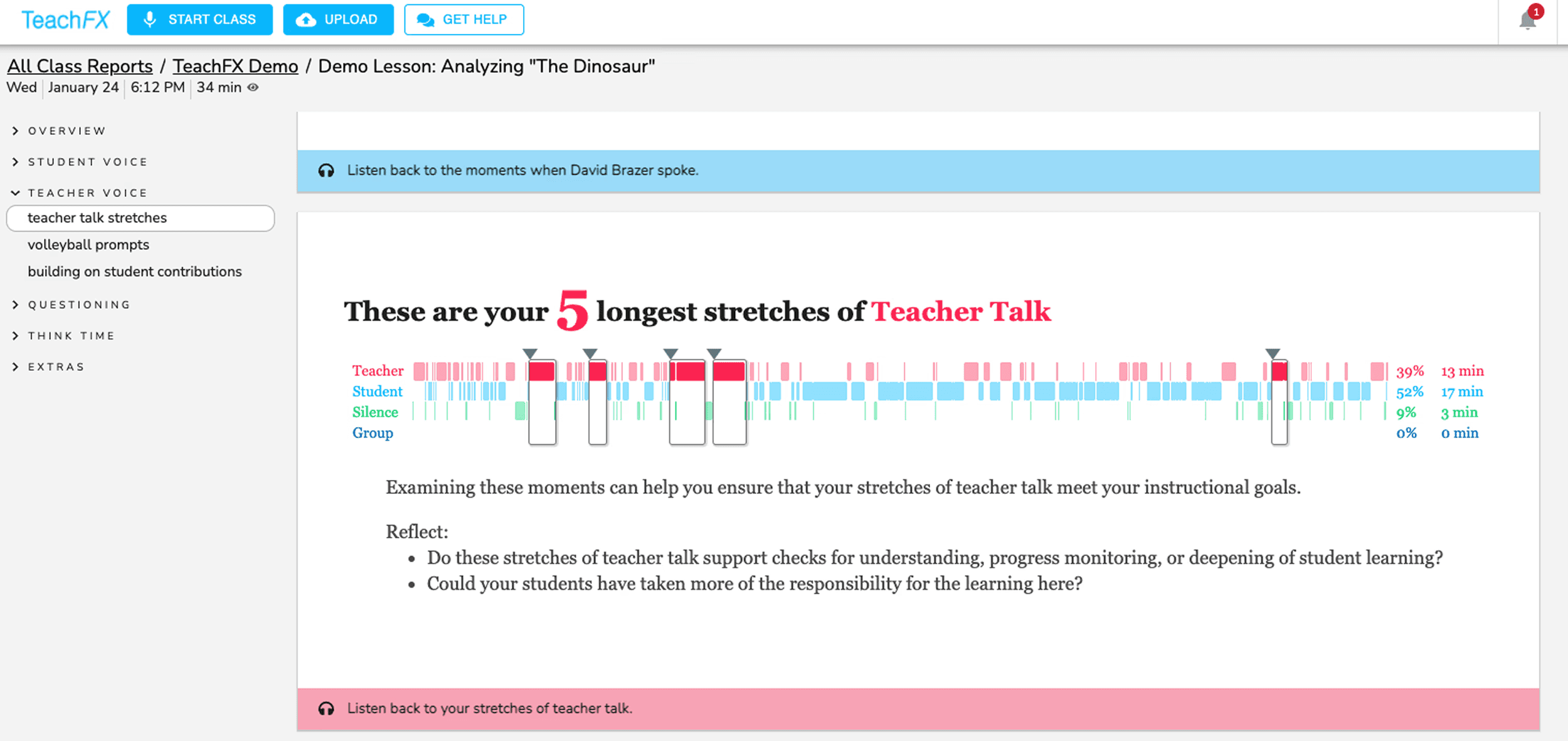 TeachFX teacher talk insight