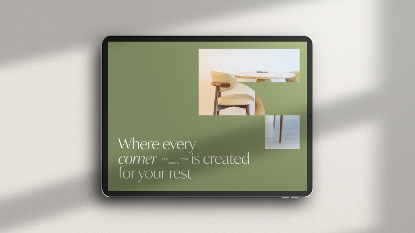 Mockup of the Contenstay House website displayed on a tablet,