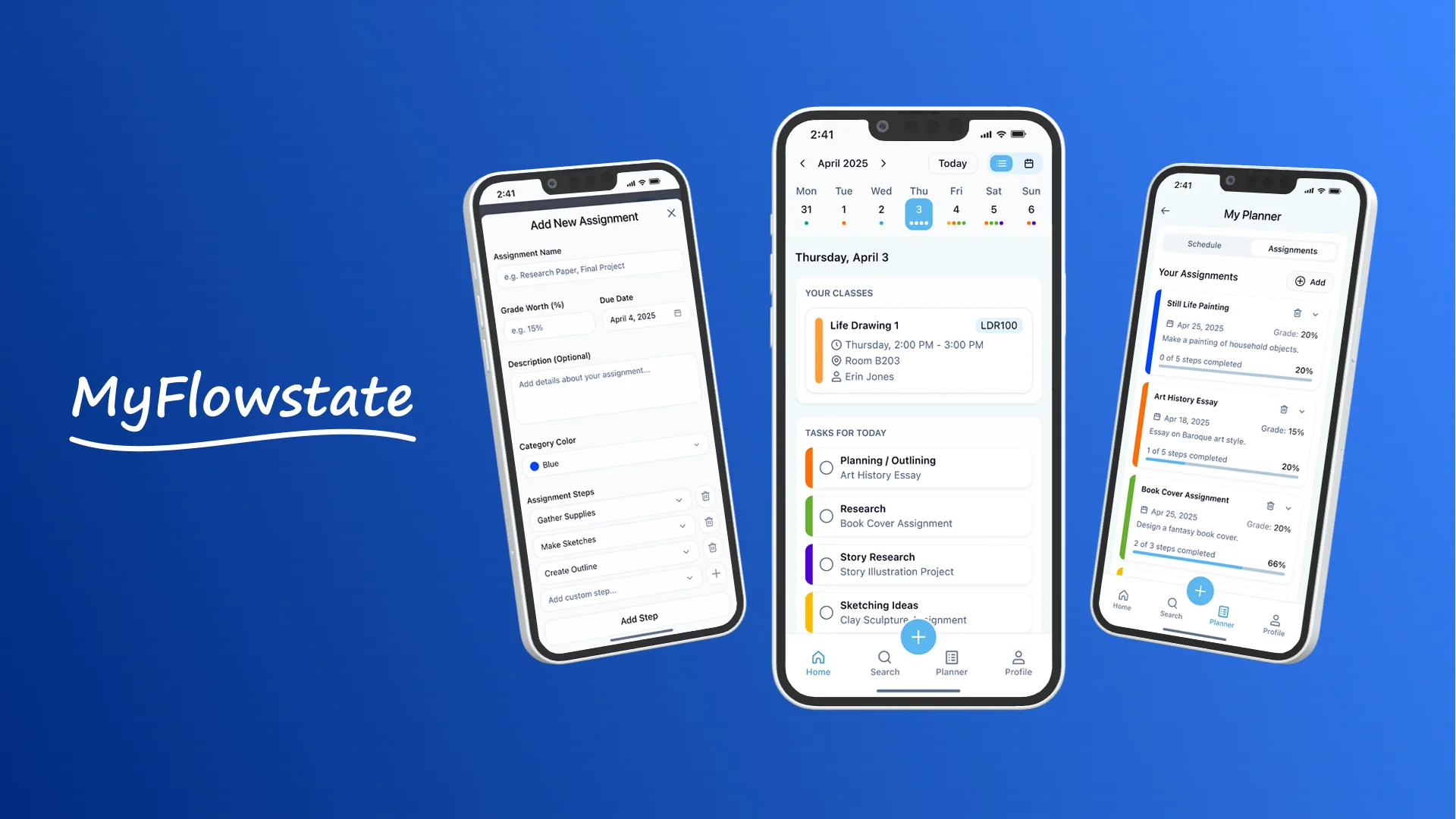 MyFlowstate cover image, featuring 3 phone screens.