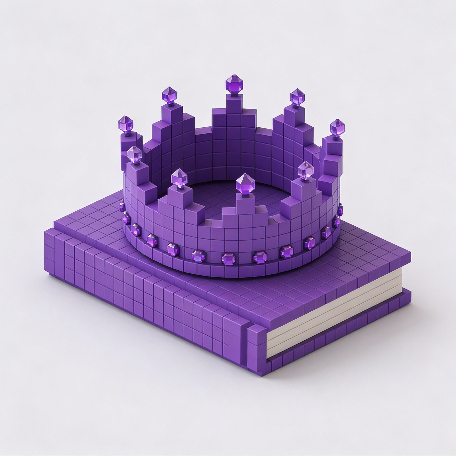 Purple voxel crown symbolizing great writing winning in the age of AI