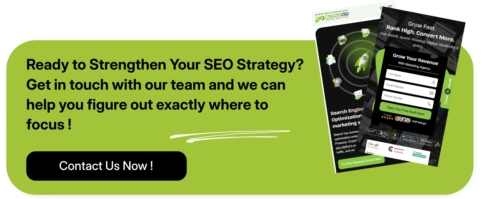SEO consultation banner promoting website growth, ranking improvement, and digital marketing support