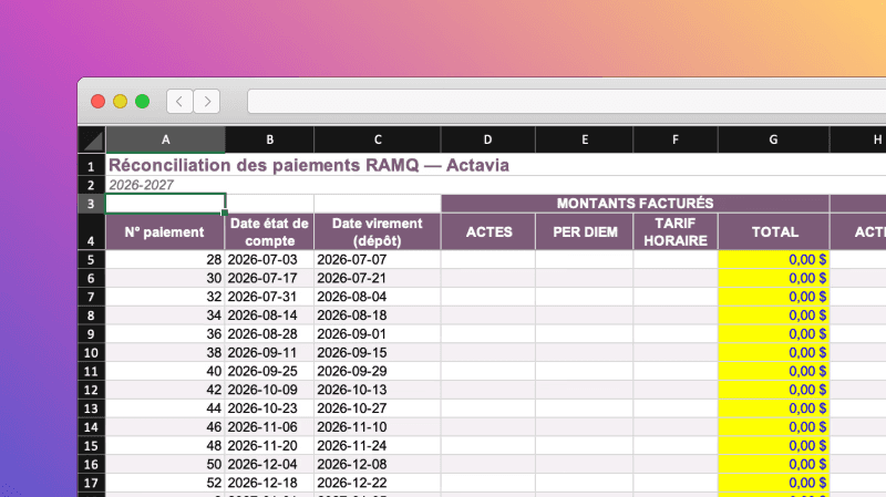 Excel réconciliation