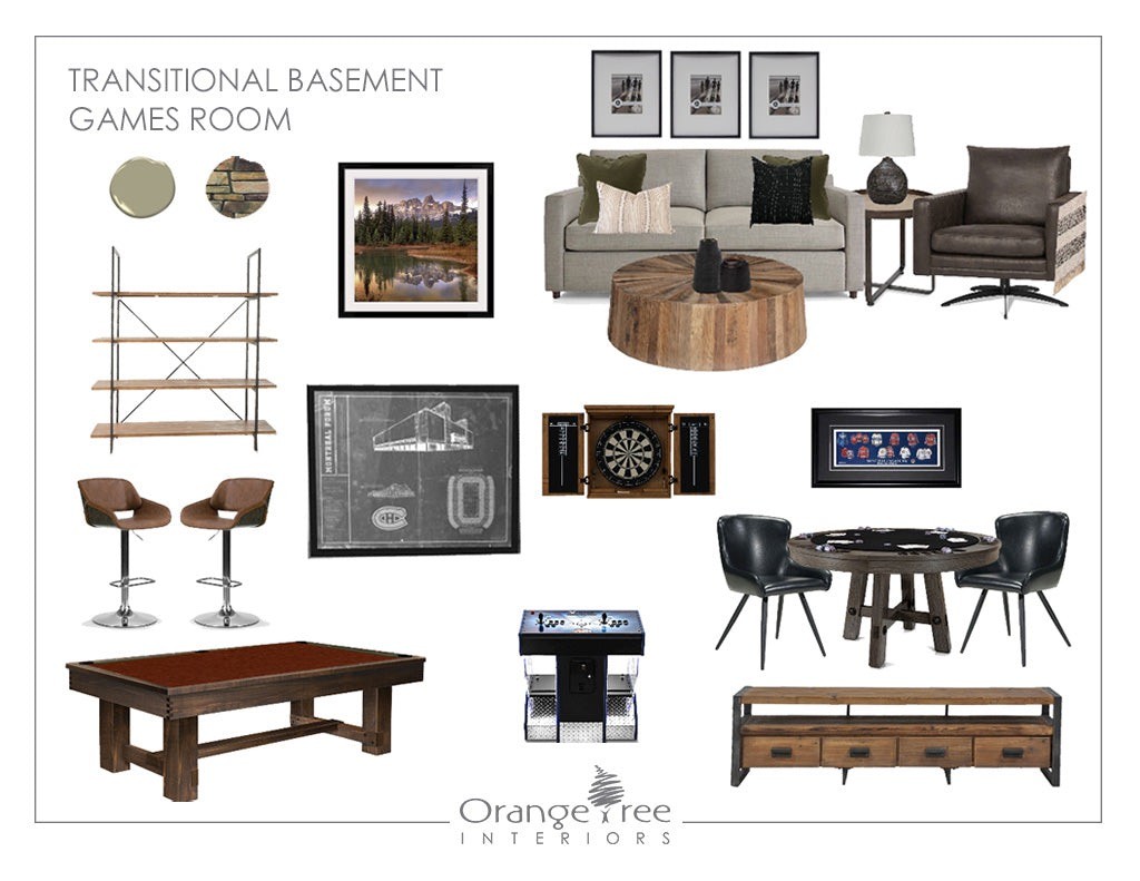 Transitional Basement Games Room
