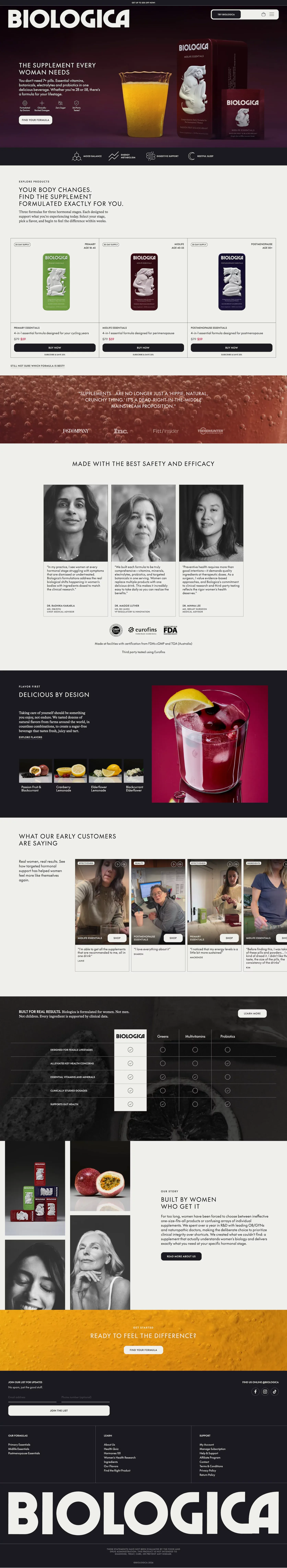 BIOLOGICA ecommerce page screenshot showcasing Ecommerce and Food & Drinks design