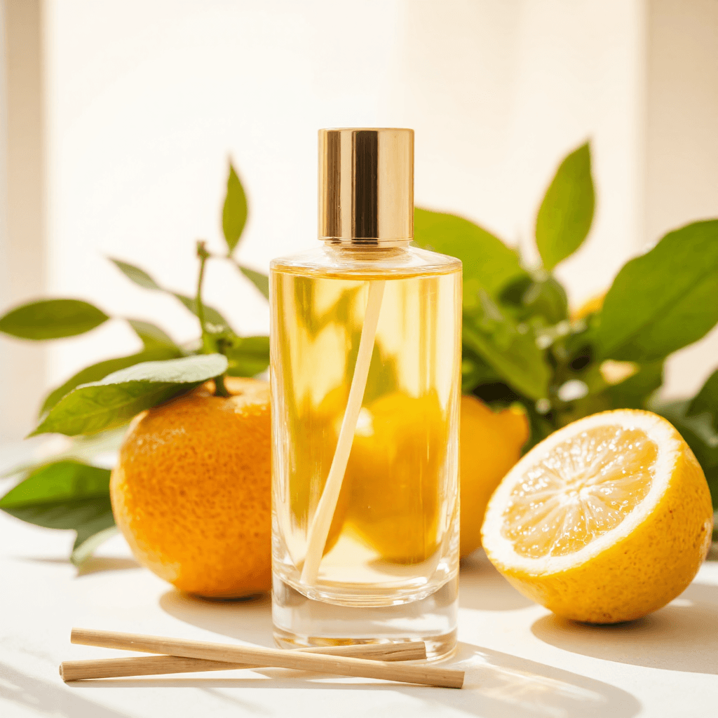 product photography of a bottle of fragrance diffuser