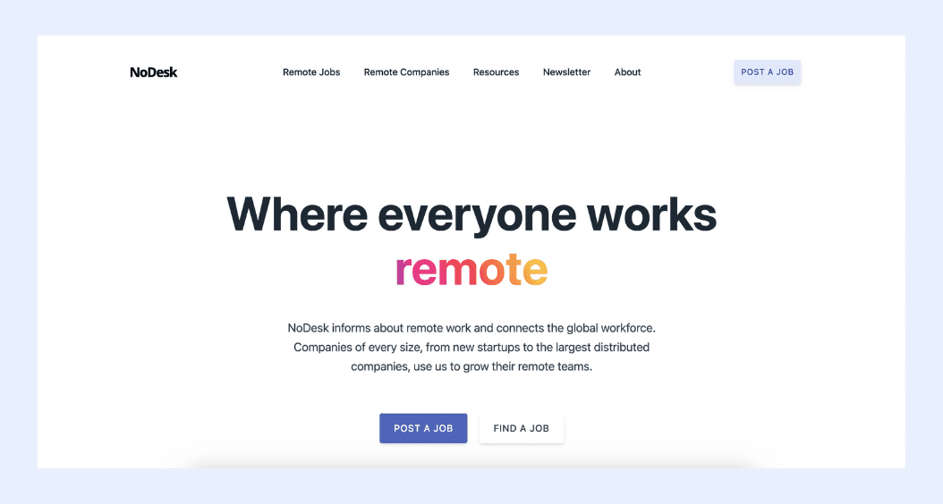 NoDesk's homepage
