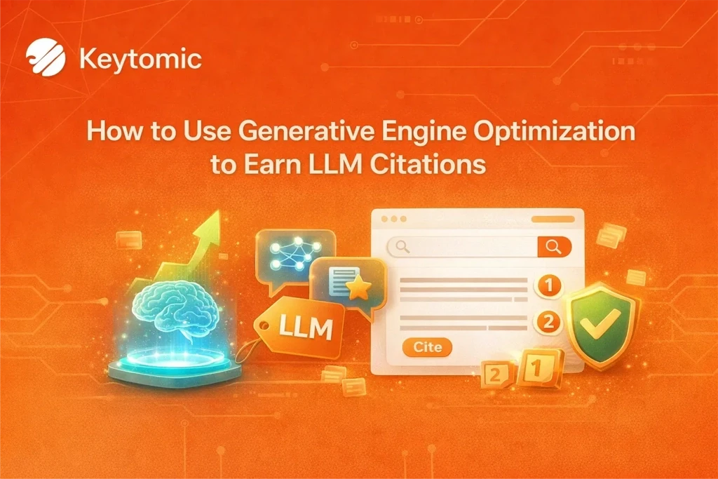 Laptop displaying AI search citations and brand visibility dashboard for generative engine optimization