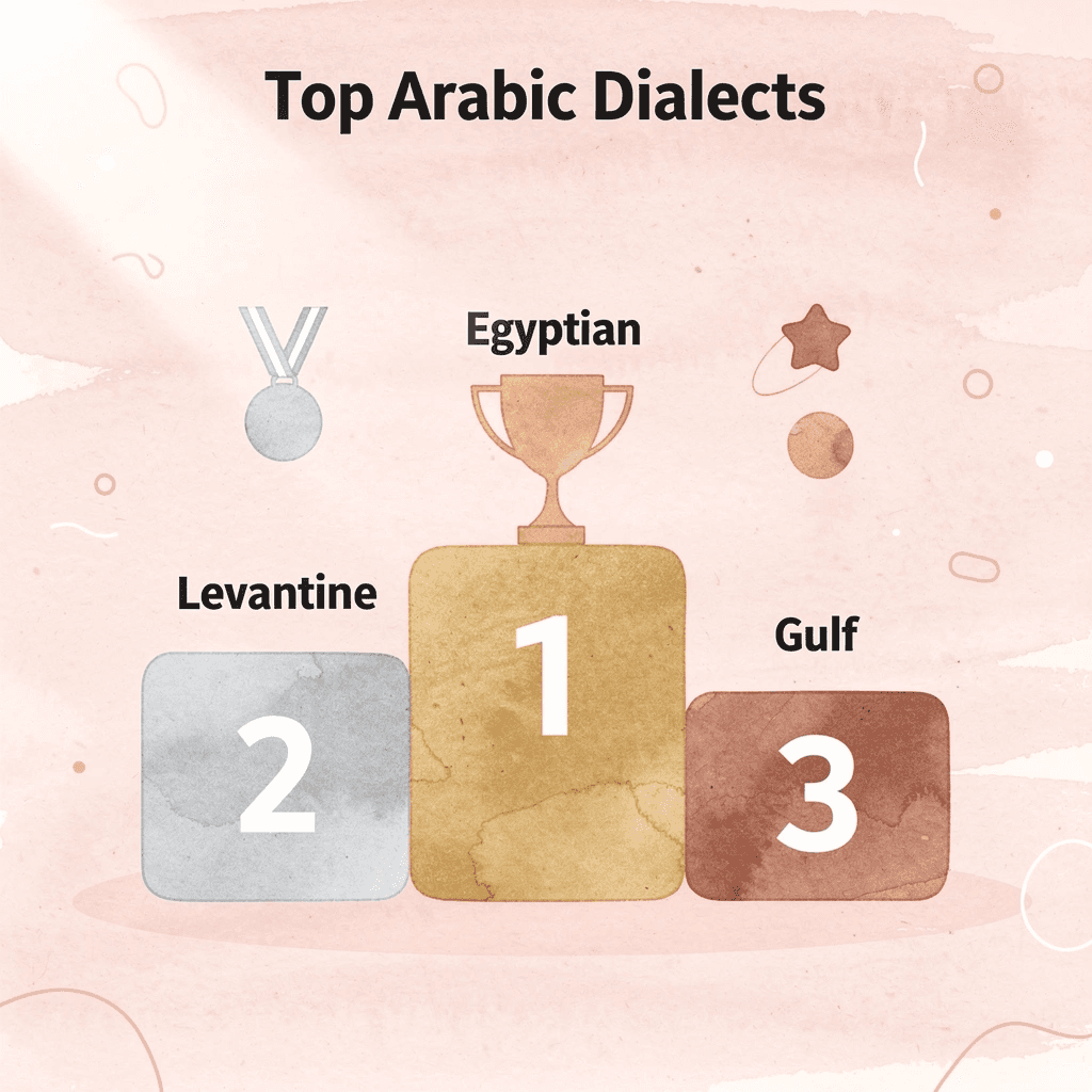 Ranking podium showing top three Arabic dialects for learners
