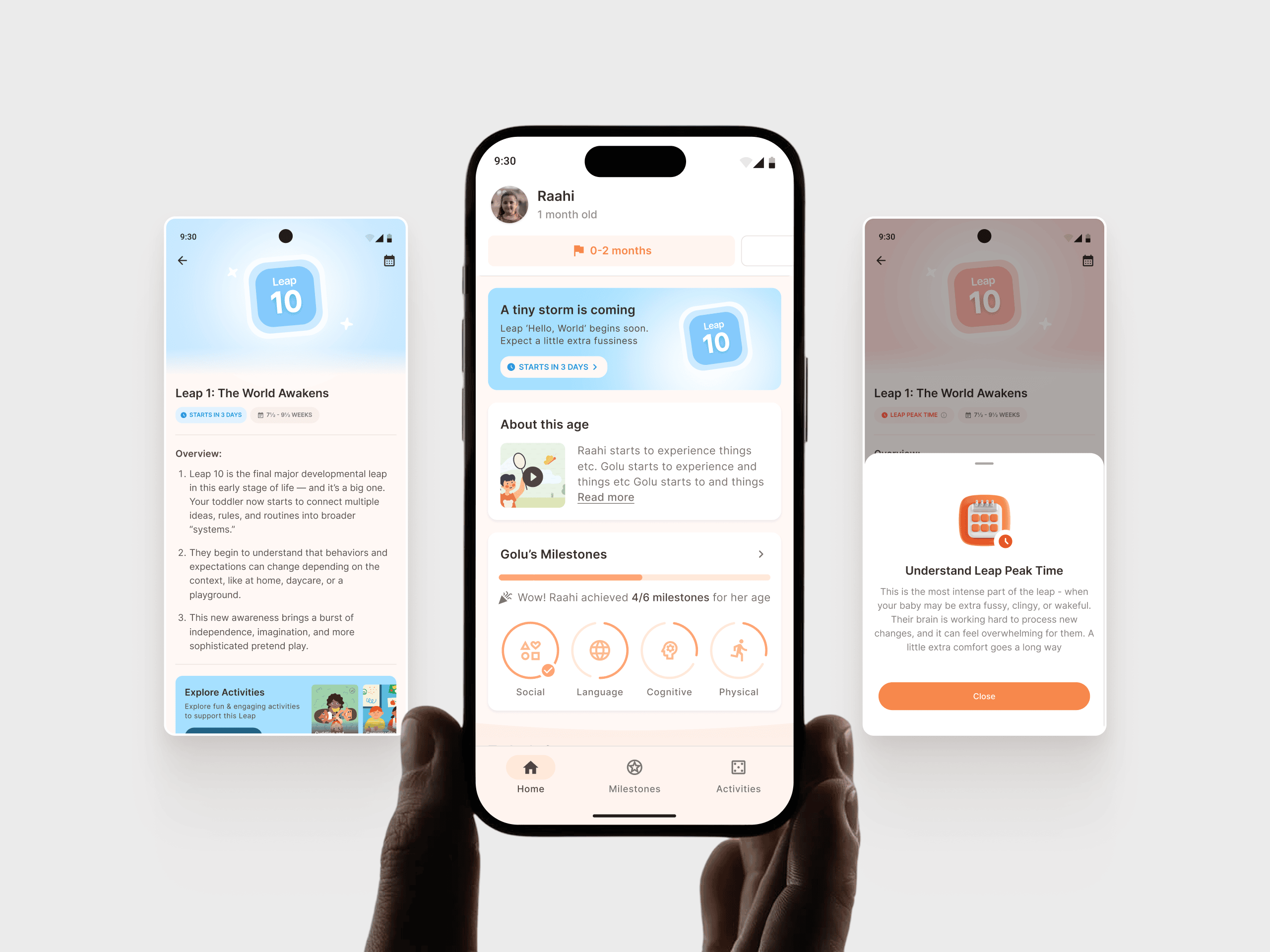 Coozy baby milestone tracker app UI and brand design, view 4