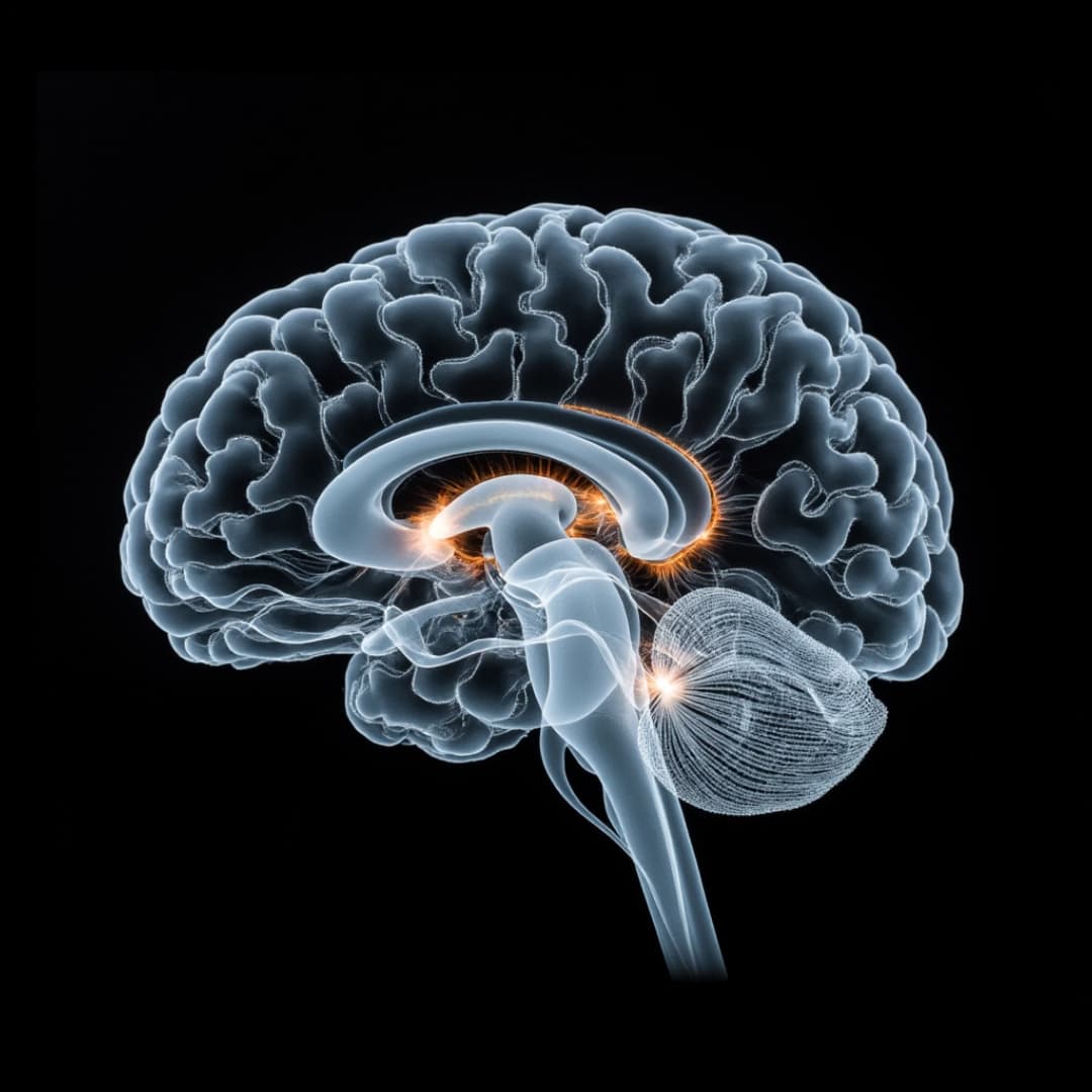 das menschliche gehirn auf schwarzem hintergrund, kein echts gehirn, computer-erzeugtes bild