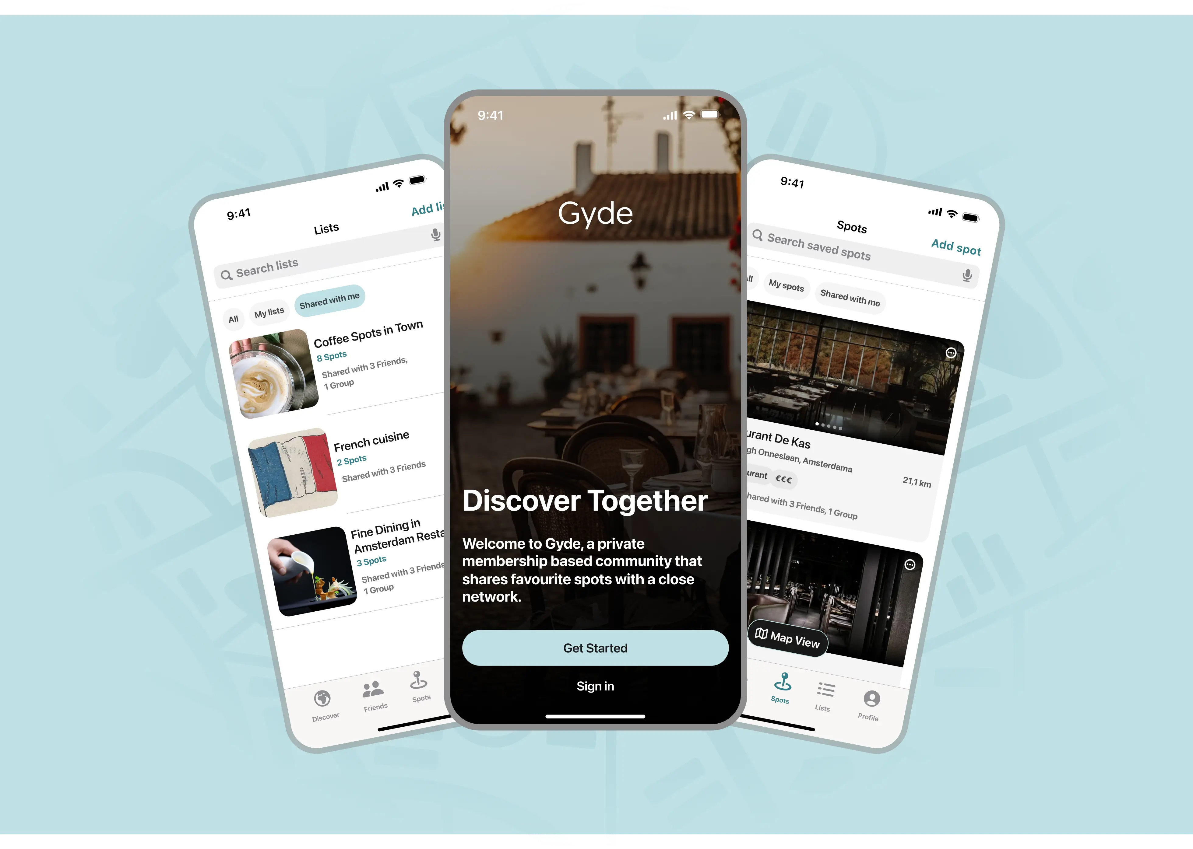 3 screens from the app showcased