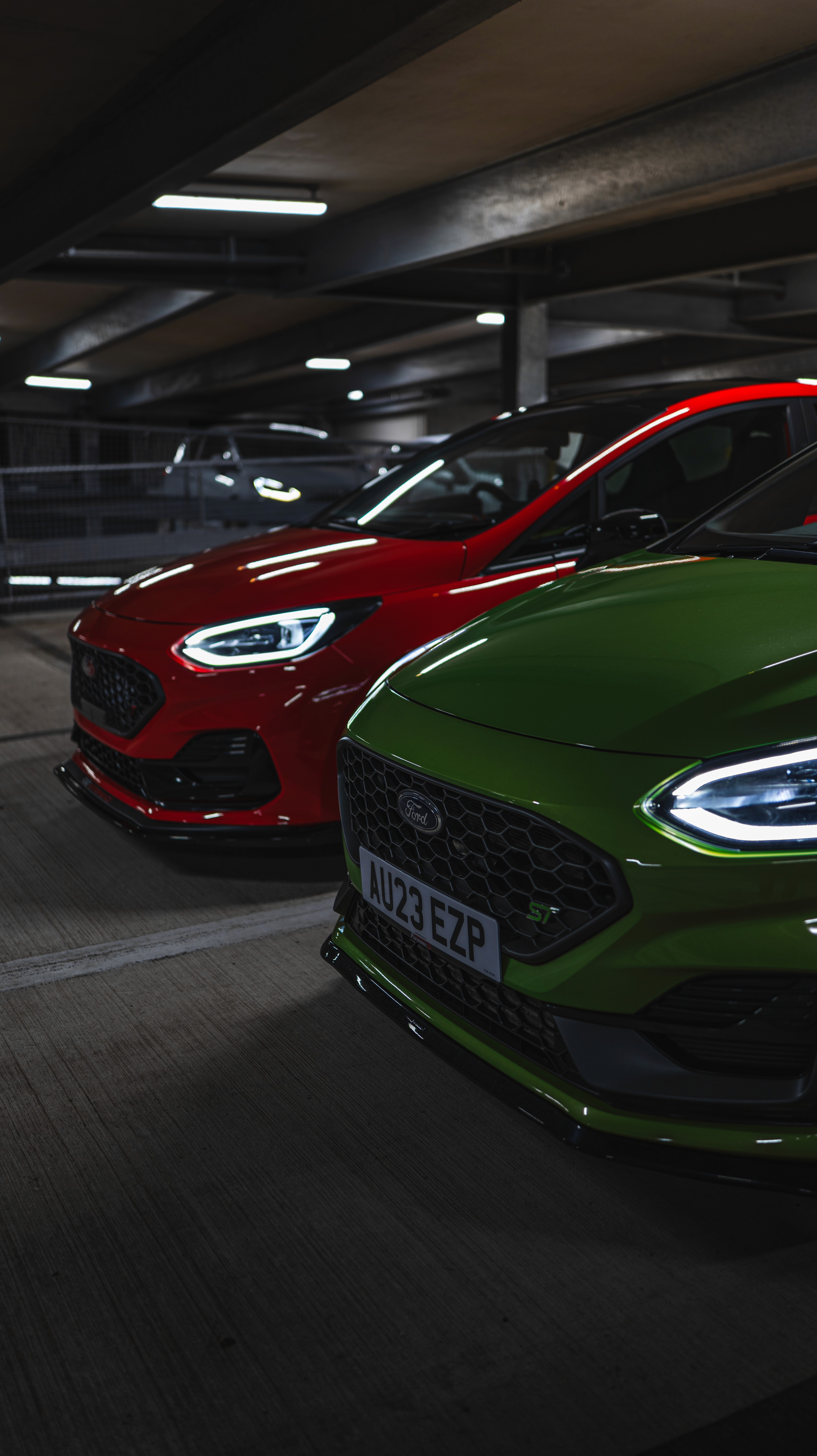 Two fiesta st's car shoot at night