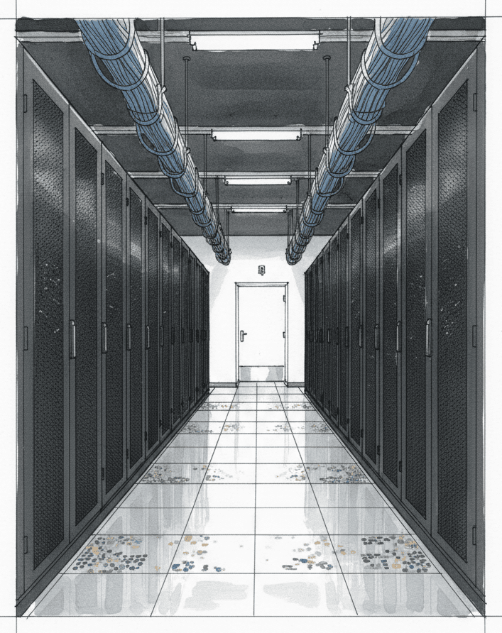 Close-up of a dark green leaf showing its textured surface and central vein against a muted background.