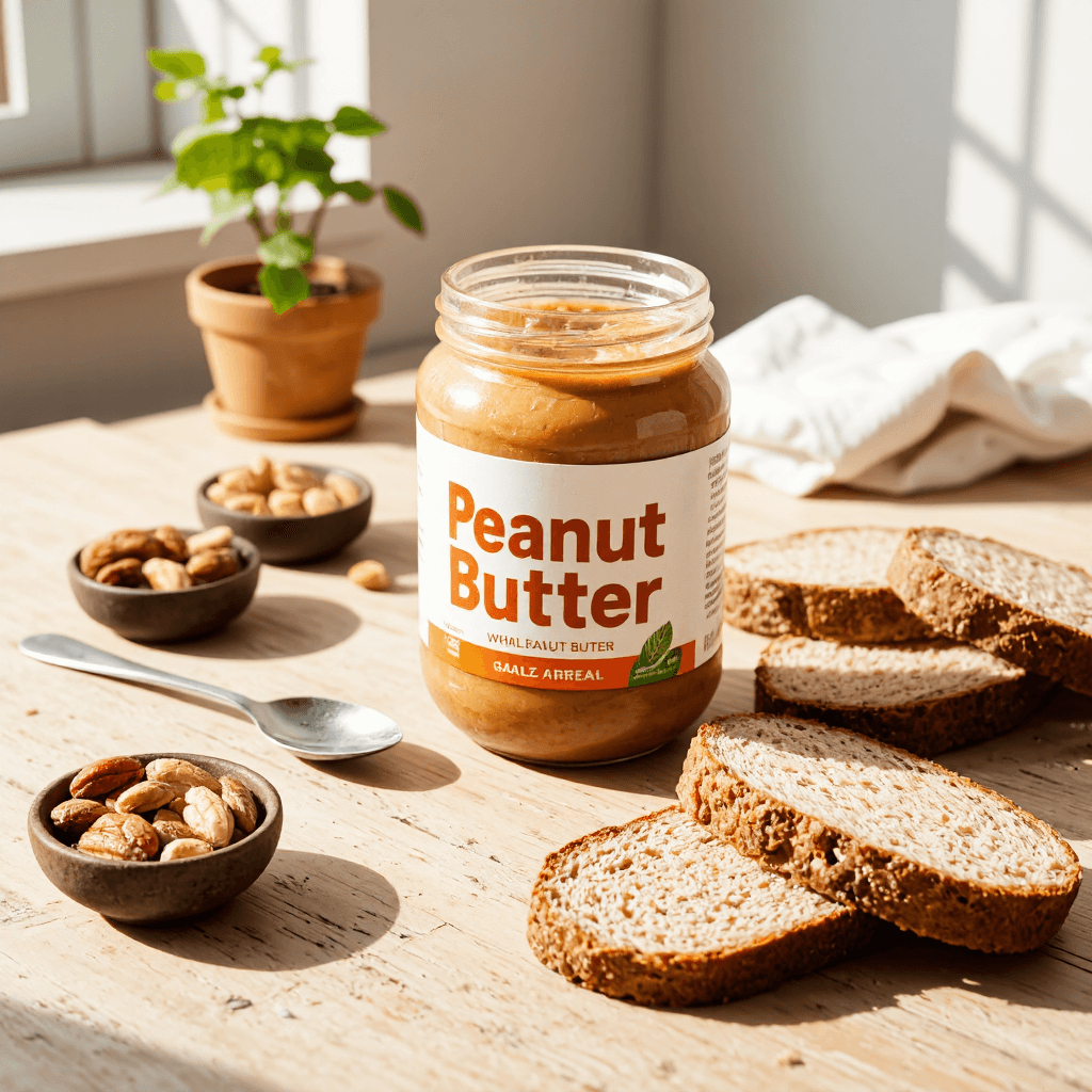 product photography of jar of peanut butter