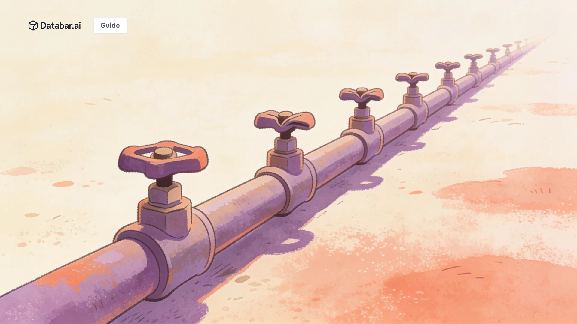 Illustration of a row of valves along one pipe, each closing itself in turn down the line — RevOps Data Automation: How to Stop Fighting Fires and Start Building Growth