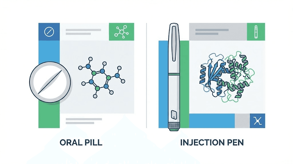 Orforglipron oral pill versus tirzepatide injection pen comparison