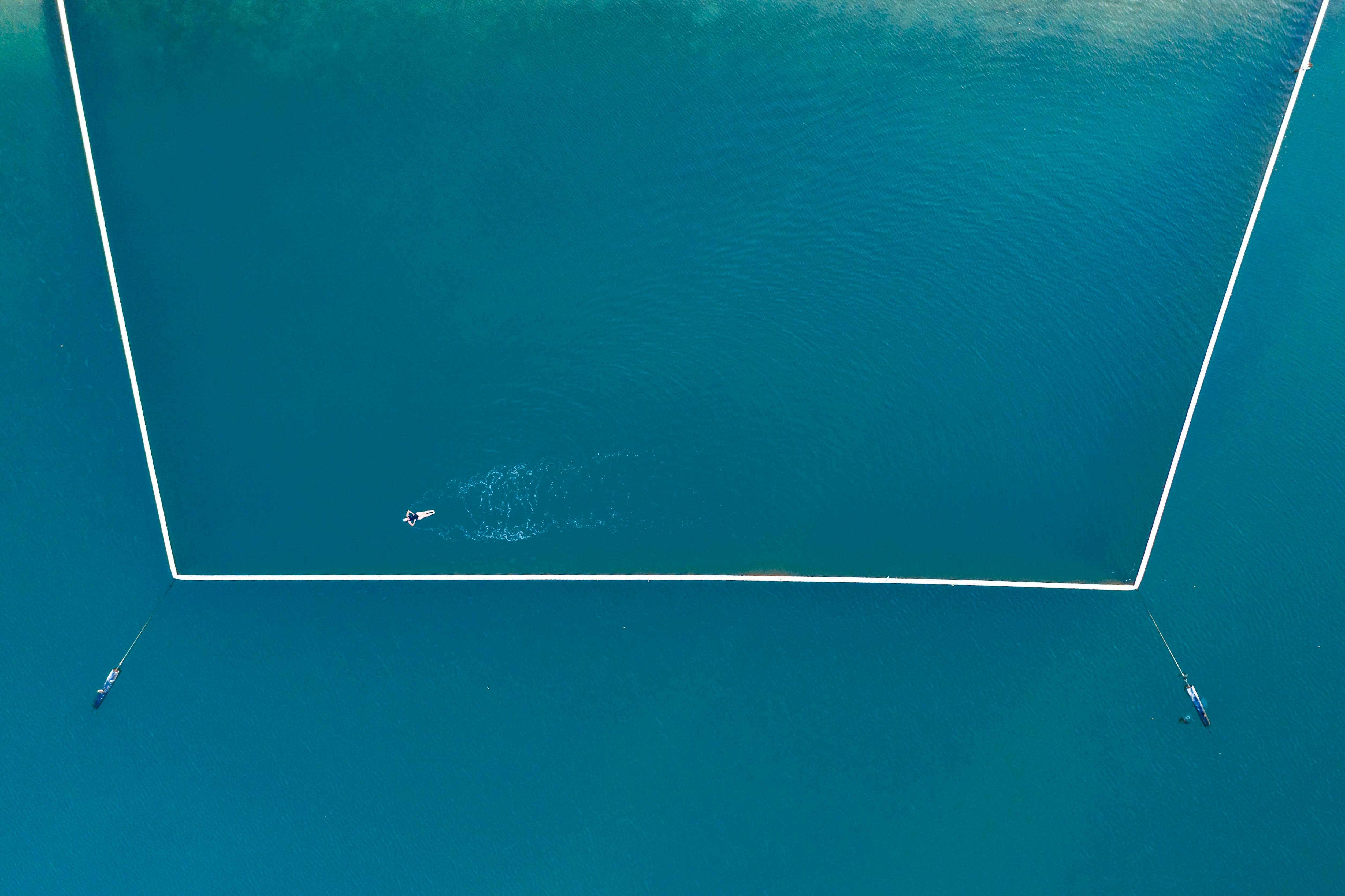 high angle photo of body of water