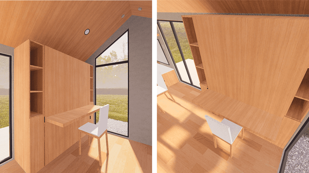 12x20 tiny house interior - converted office from bedroom