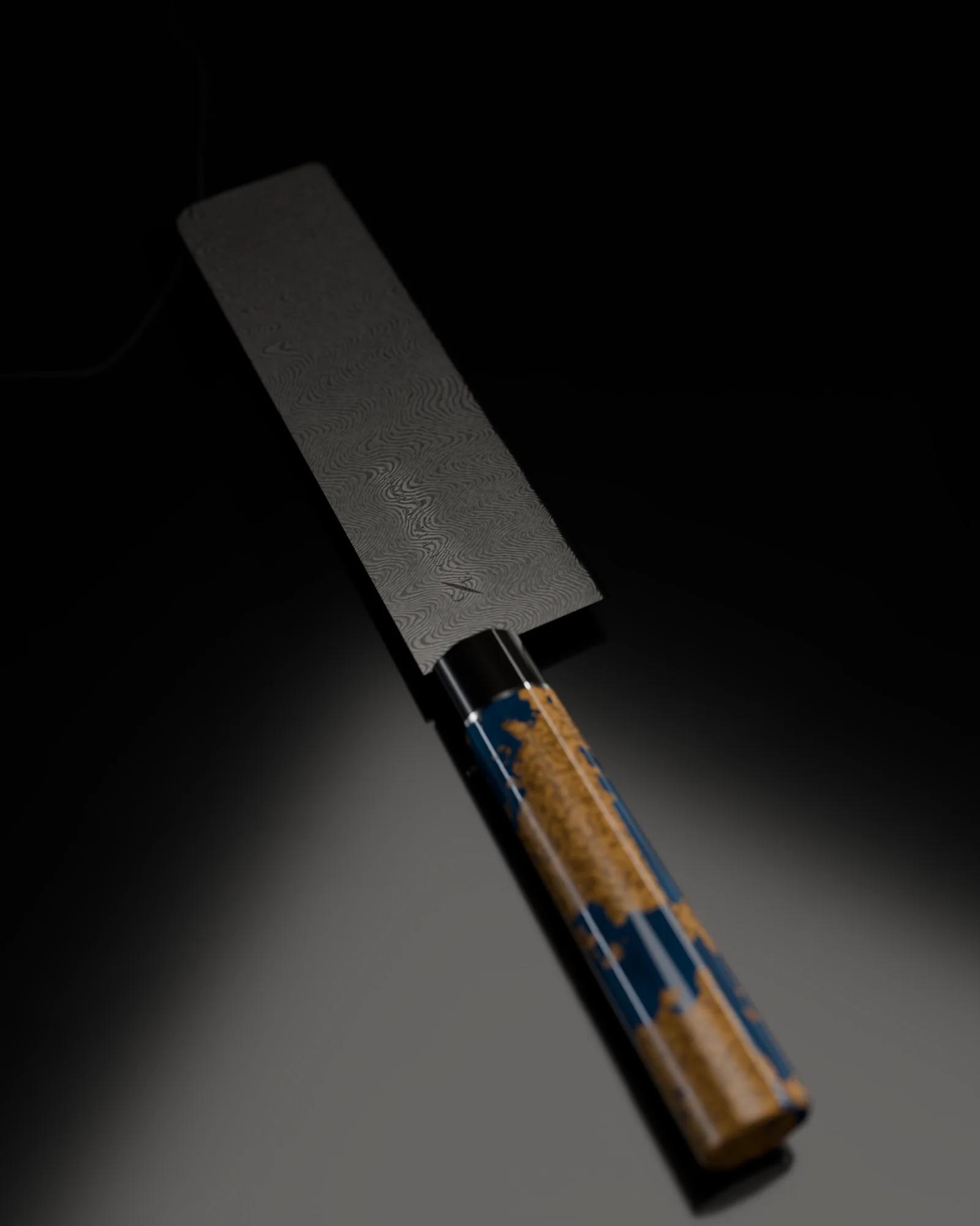 The nakiri with its burl and resin handle