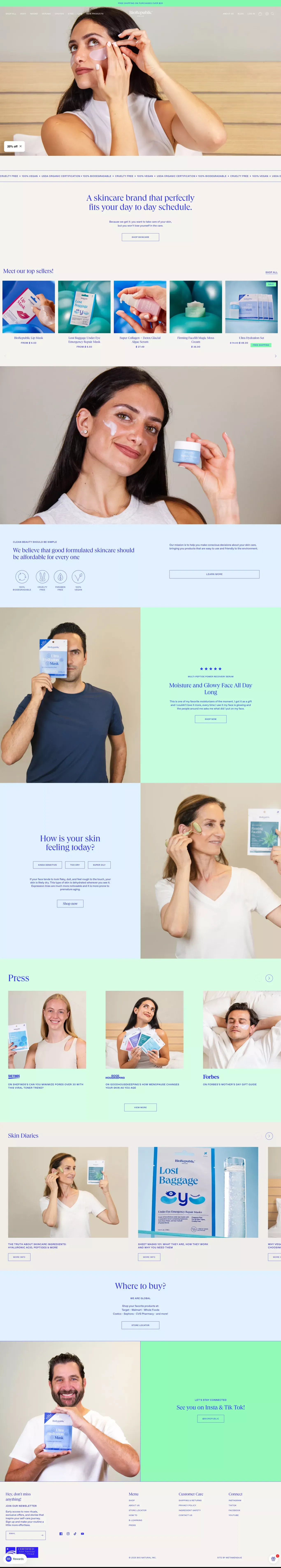 BioRepublic SkinCare ecommerce page screenshot showcasing Beauty and Ecommerce design