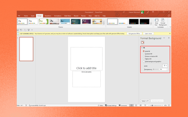 Choose a background in powerpoint