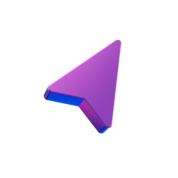A 3D purple arrow cursor with a blue accent on edges, pointing upward against a black background. The sleek design evokes a modern, digital theme.