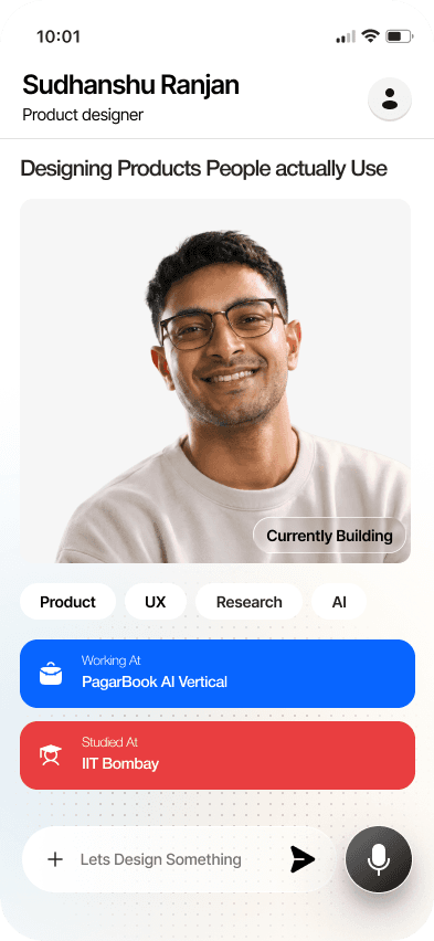 Profile screen designed by Sudhanshu