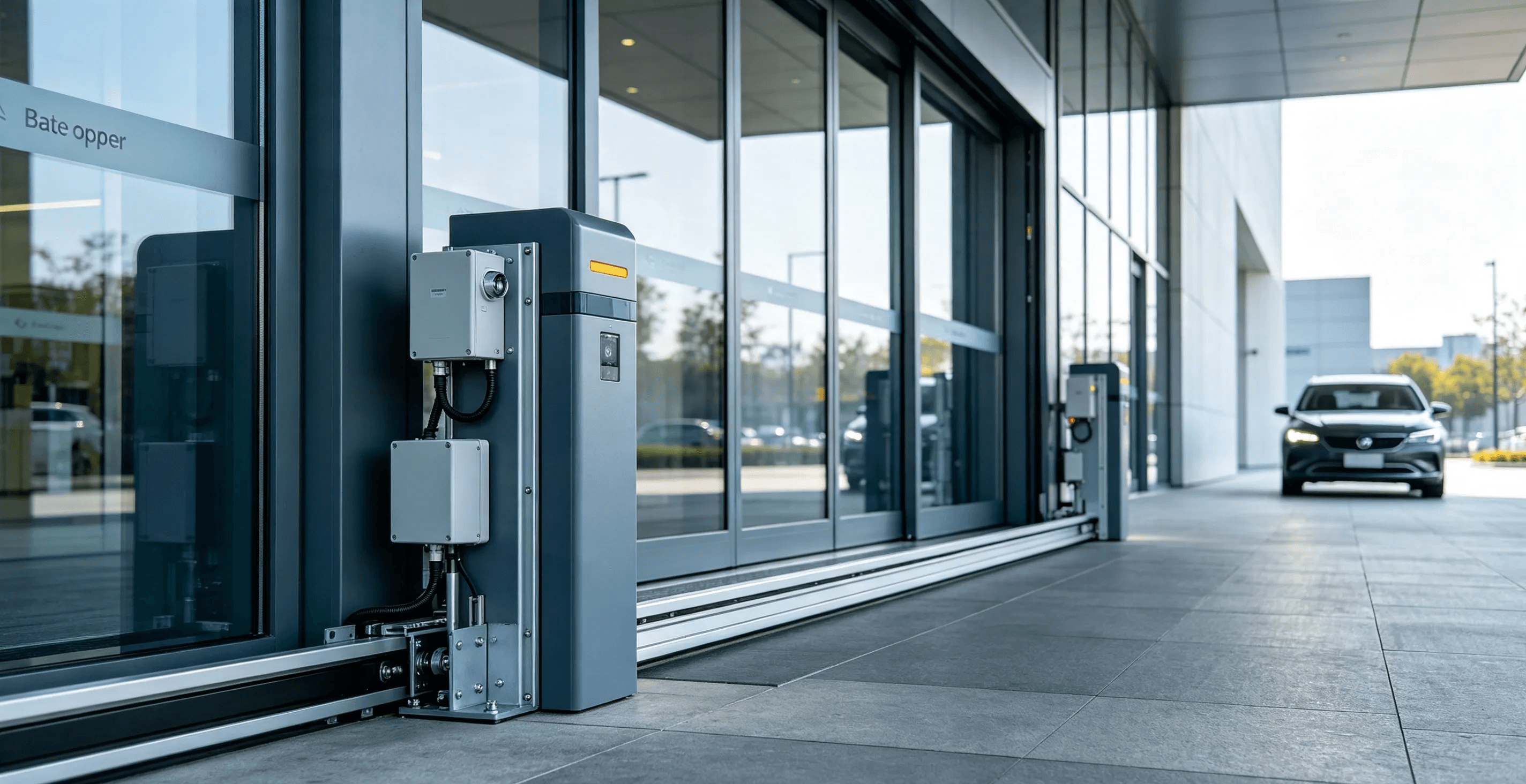 Automatic gate system with motor and safety sensors for automated access control
