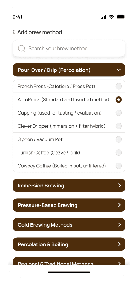 Coffee Brew Method App Image