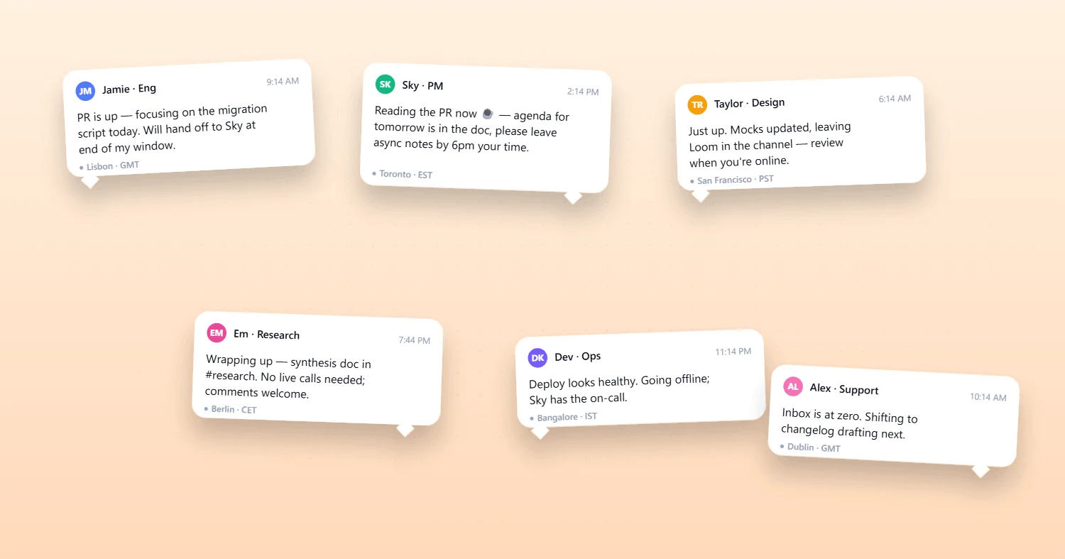 A collection of colorful chat bubbles displaying various text messages in different styles and sizes.