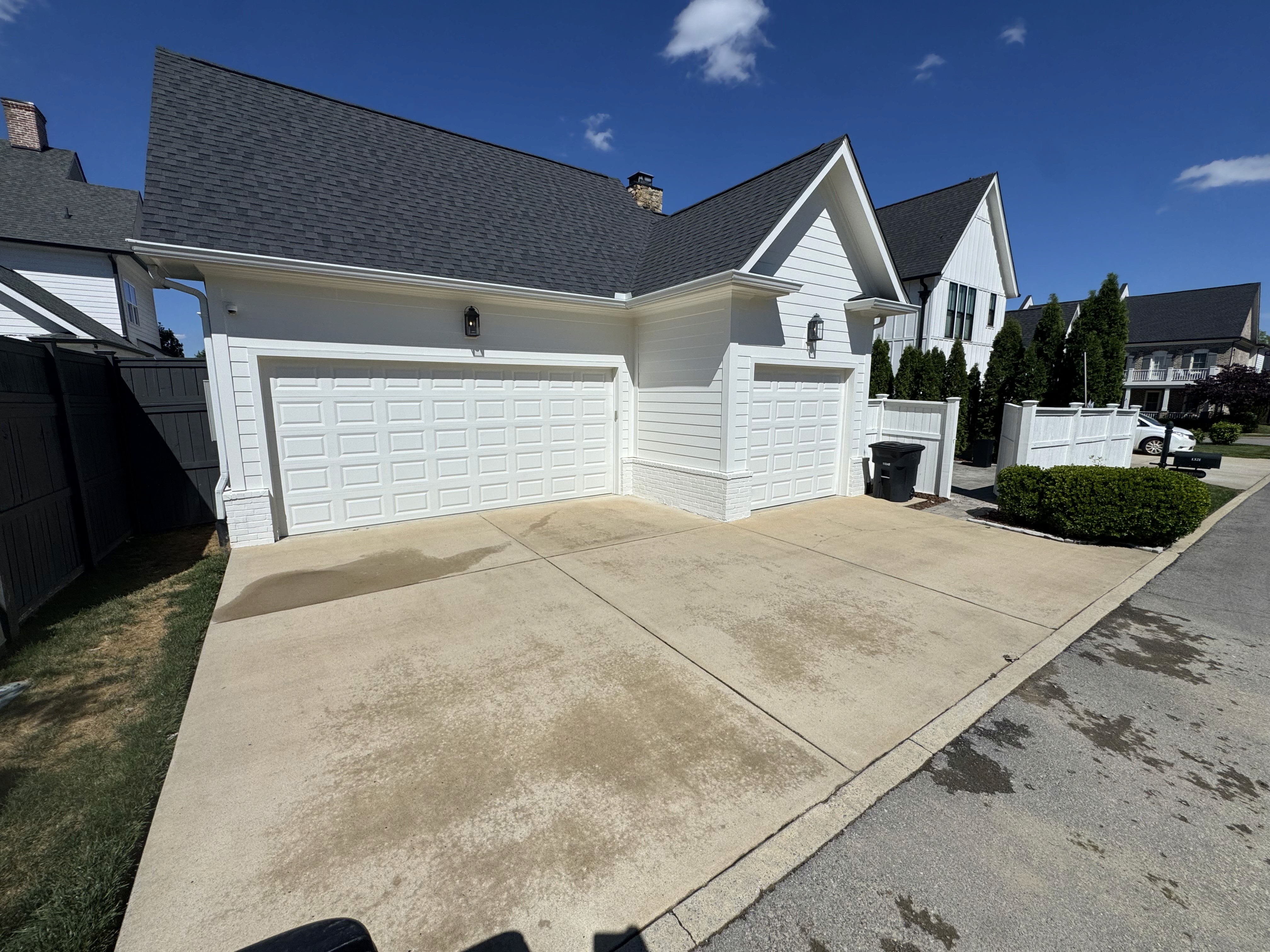 A freshly cleaned driveway.