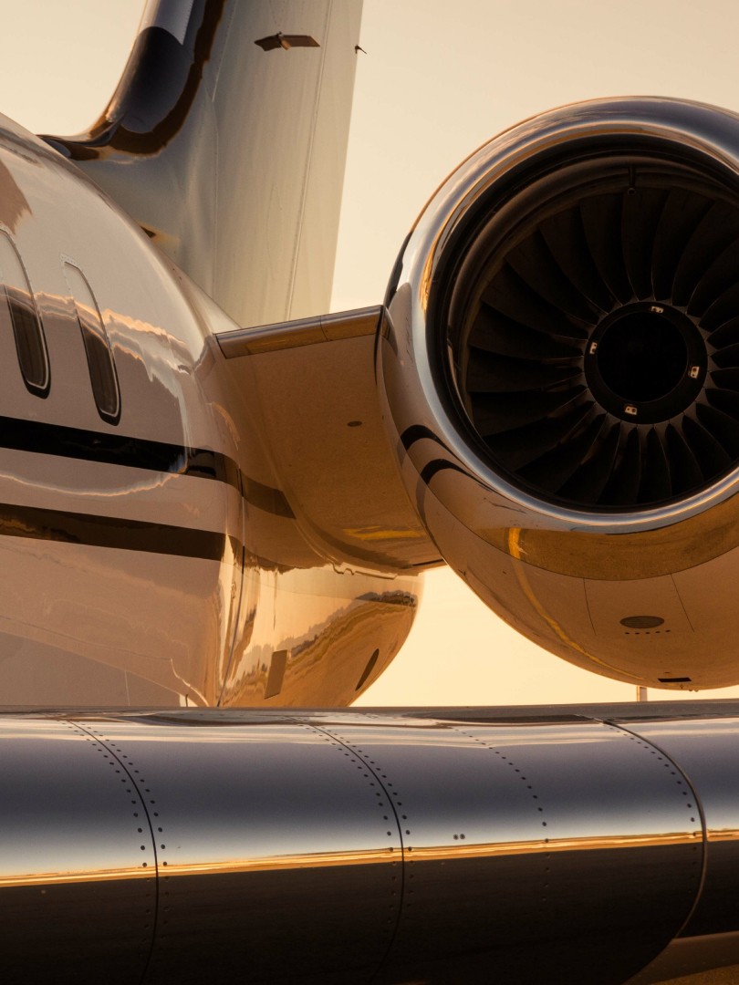 Close-up of aircraft engine
