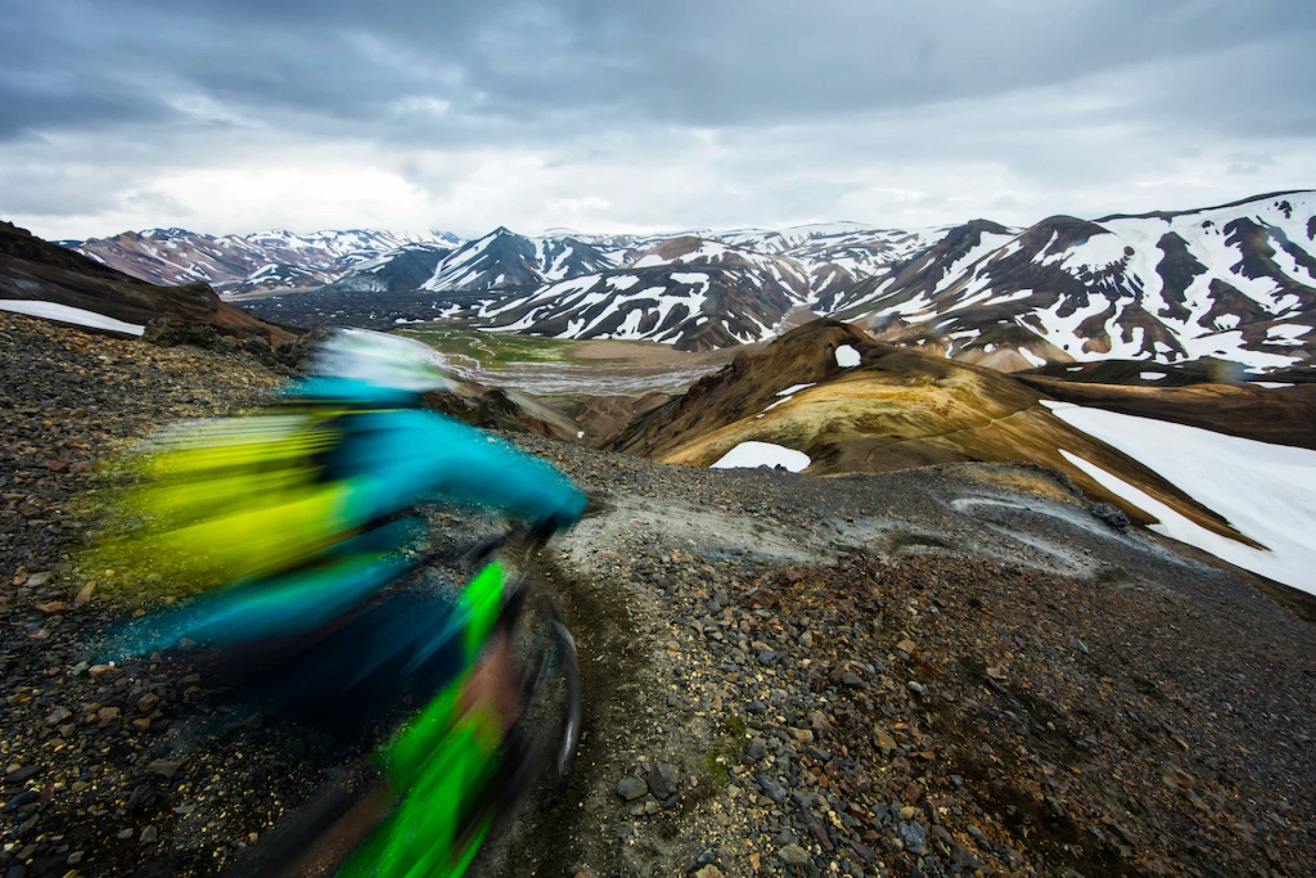Fast riding MTB on mountains