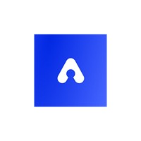 White abstract shape on a vibrant blue square background.