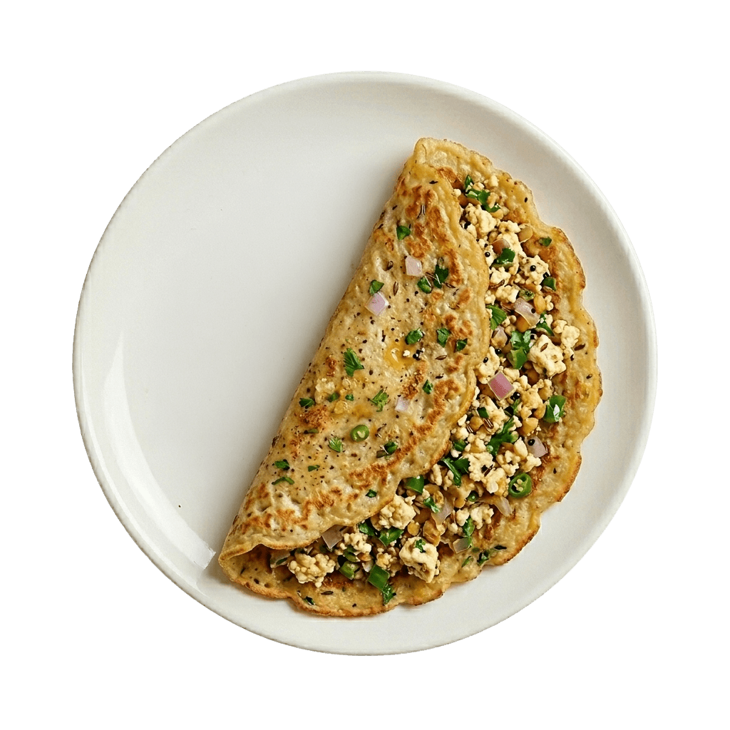 White Ceramic Plate with Melted Cheese, Grilled Chicken and Omelet
