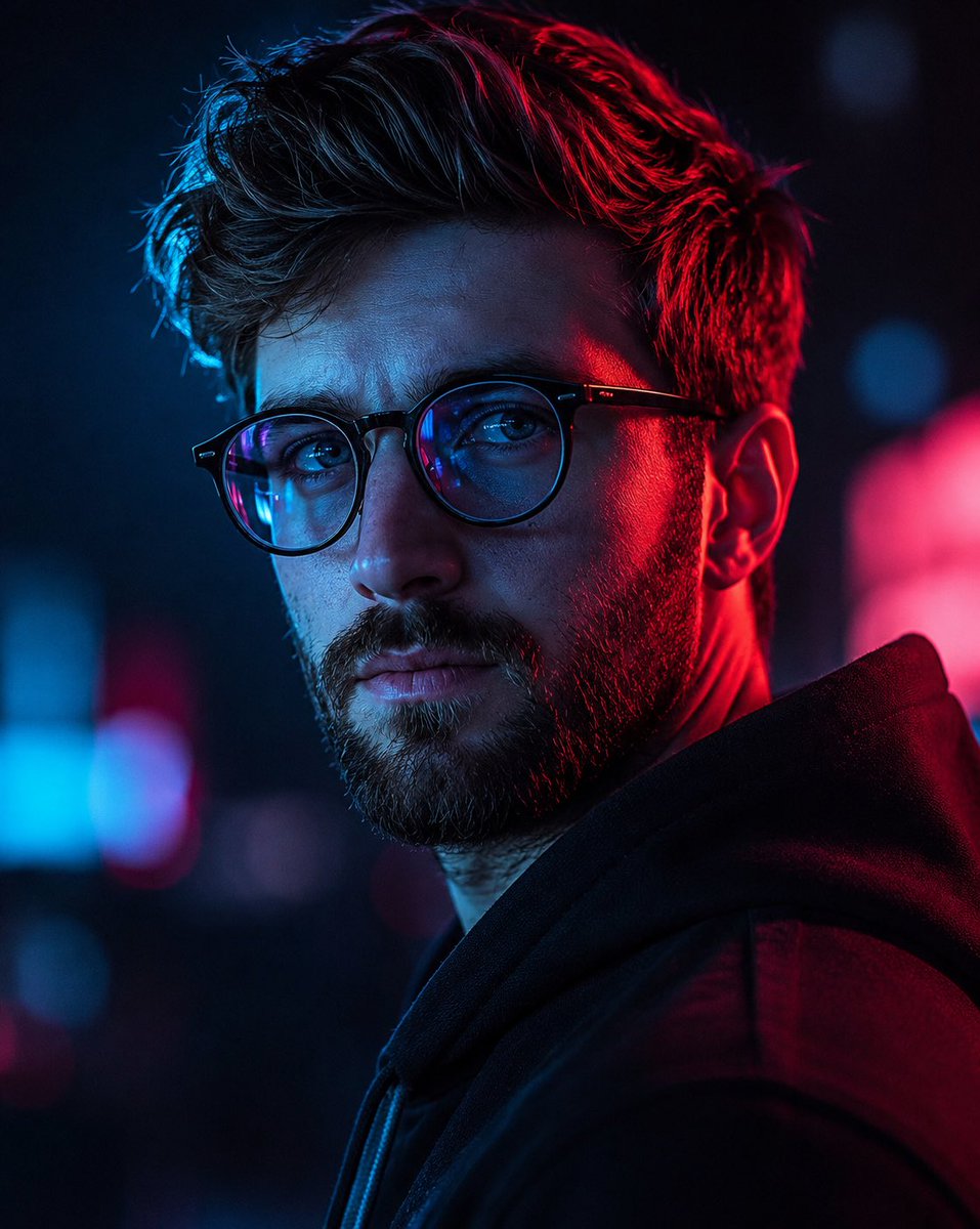Cyberpunk Neon Male Portrait