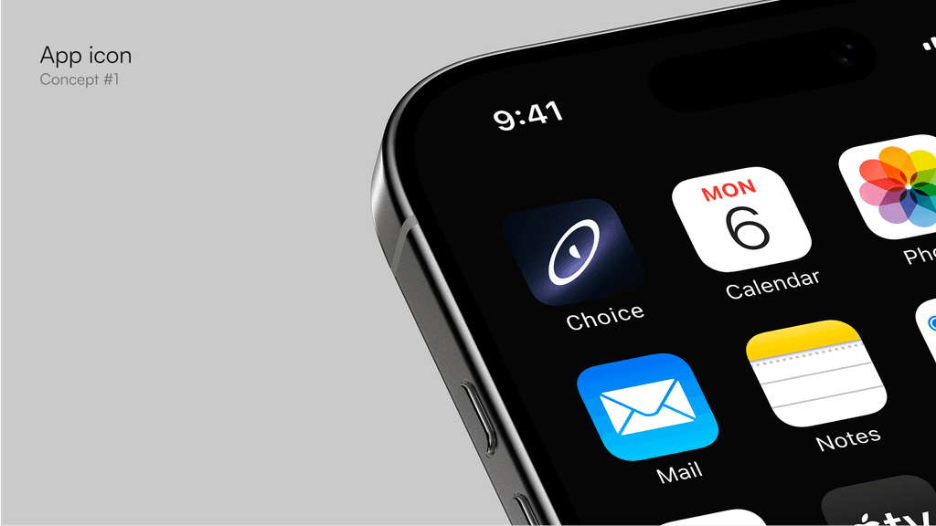 choice logo app icon iphone mockup