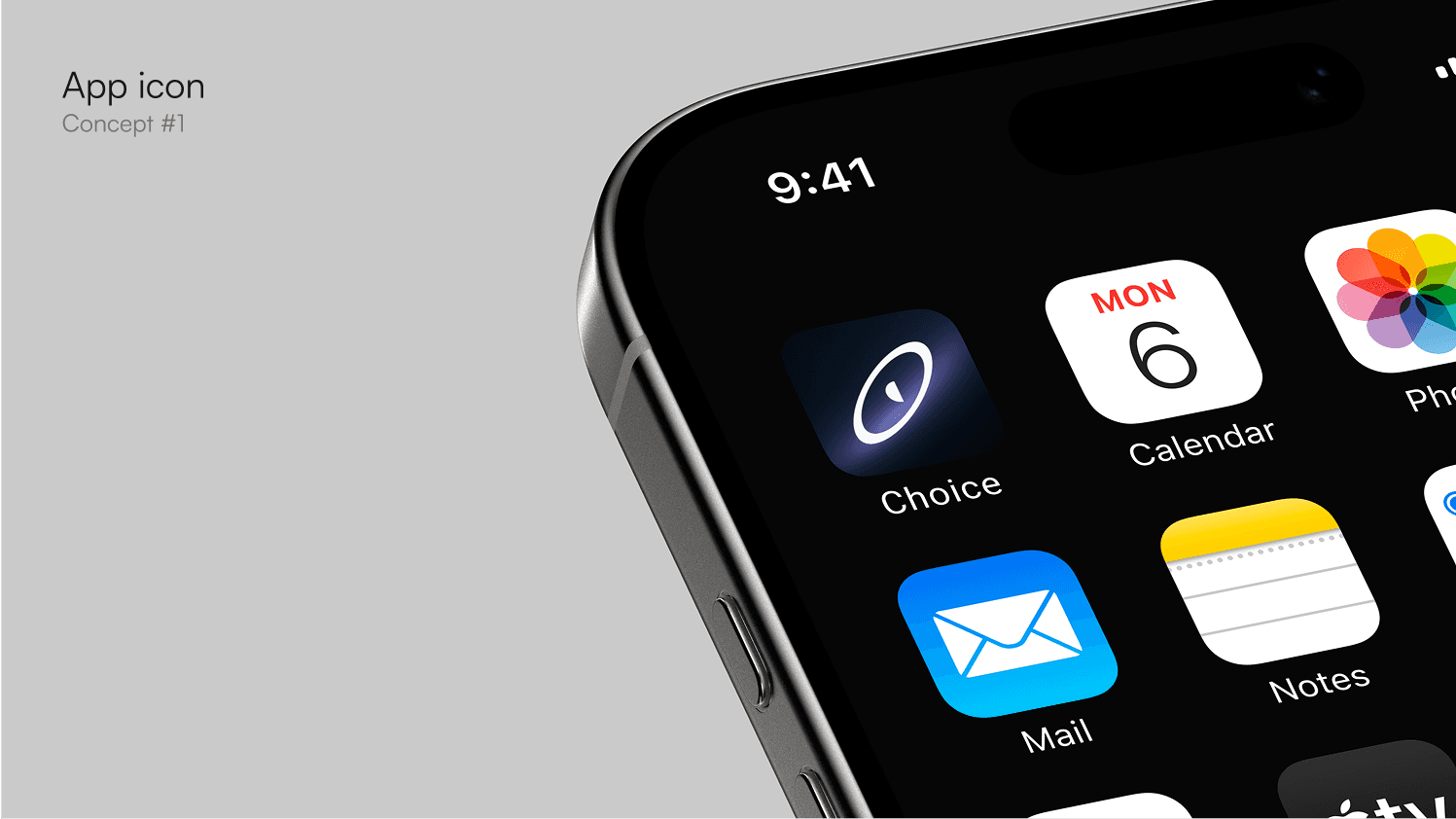 choice logo app icon iphone mockup