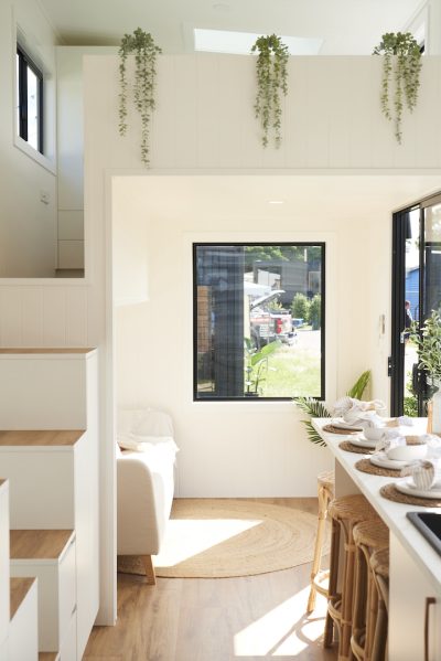 Bright airy living room in the MT Tinbeerwah by LJM Tiny Homes