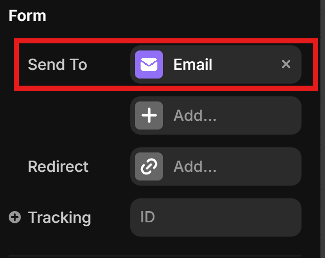 Screenshot showing form settings