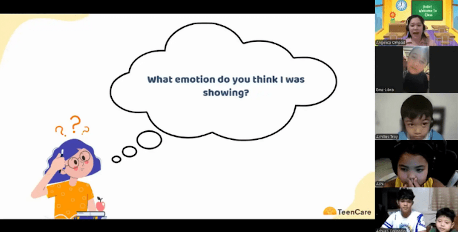 Video chat screenshot showing children interacting, illustrating TeenCare's focus on strengthening parent-teen relationships.