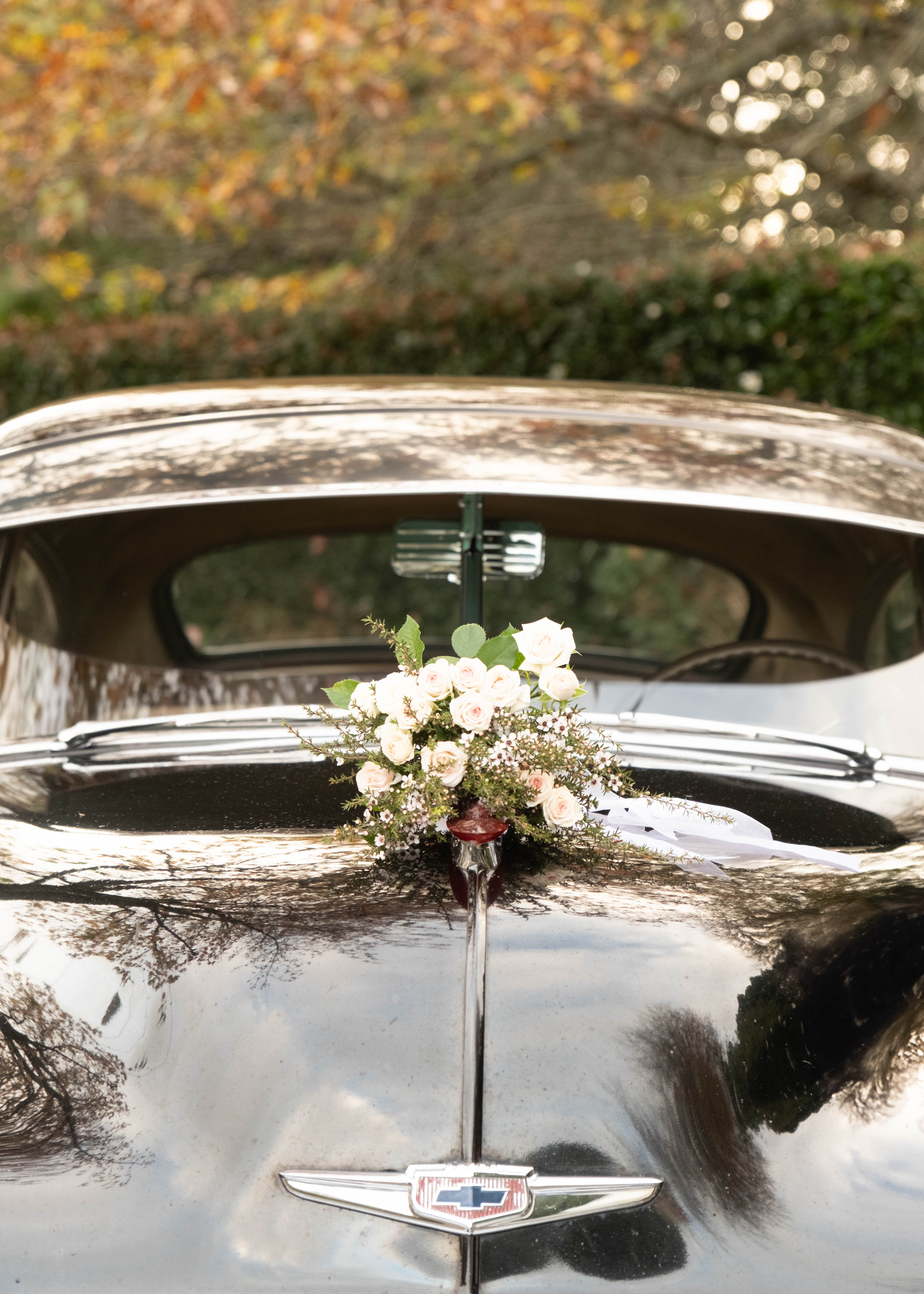 Bride and car