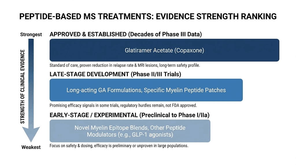 Peptides for multiple sclerosis ranked by research evidence strength comparison
