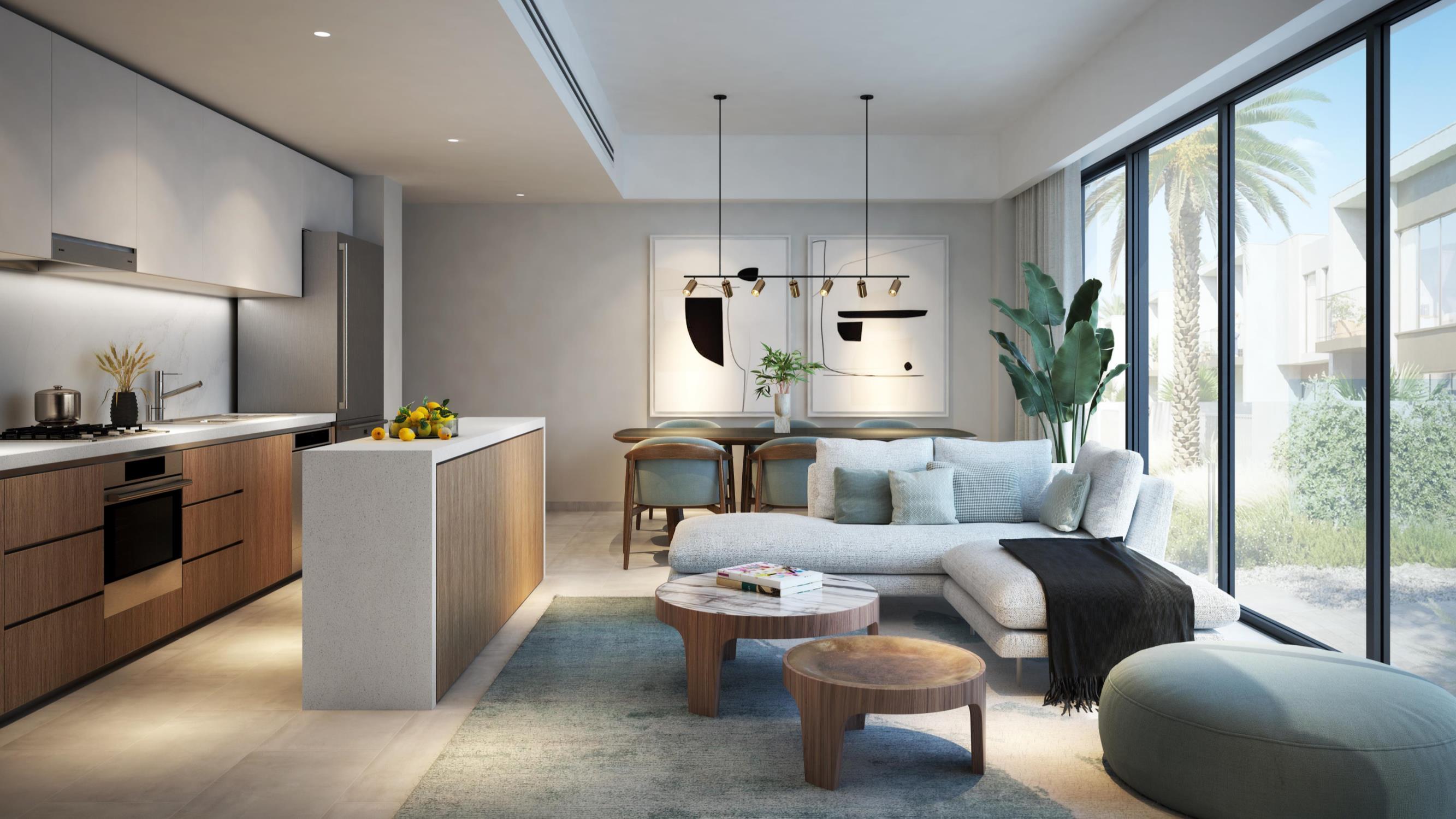 Stylishly furnished modern living room, highlighting contemporary decor at Talia at the Valley.