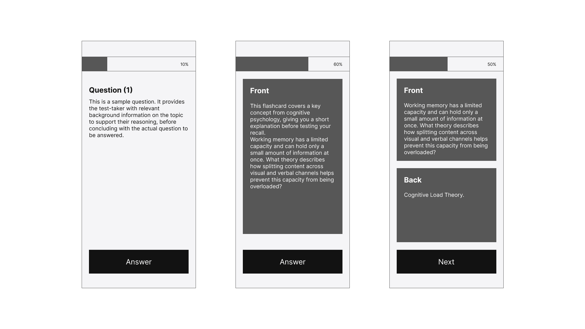 Two iPhone mockups showing a StudySmarter onboarding flow that helps users identify their preferred learning type.