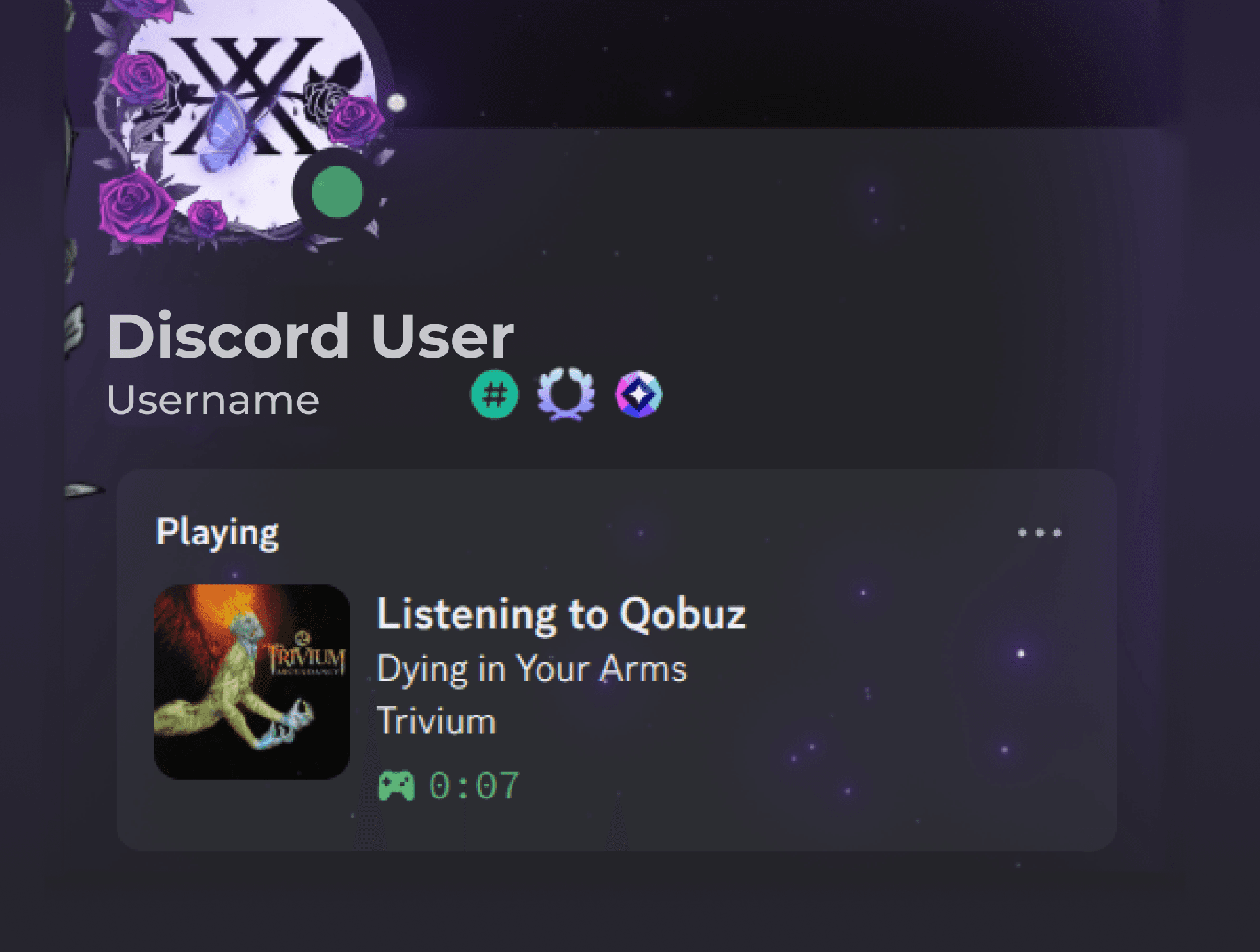 Discord status displaying currently playing Qobuz song via DDI RPC Tool