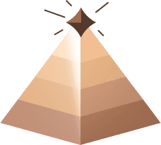 Icon of a layered pyramid with a sparkling gem at the top, representing business growth and achieving success.