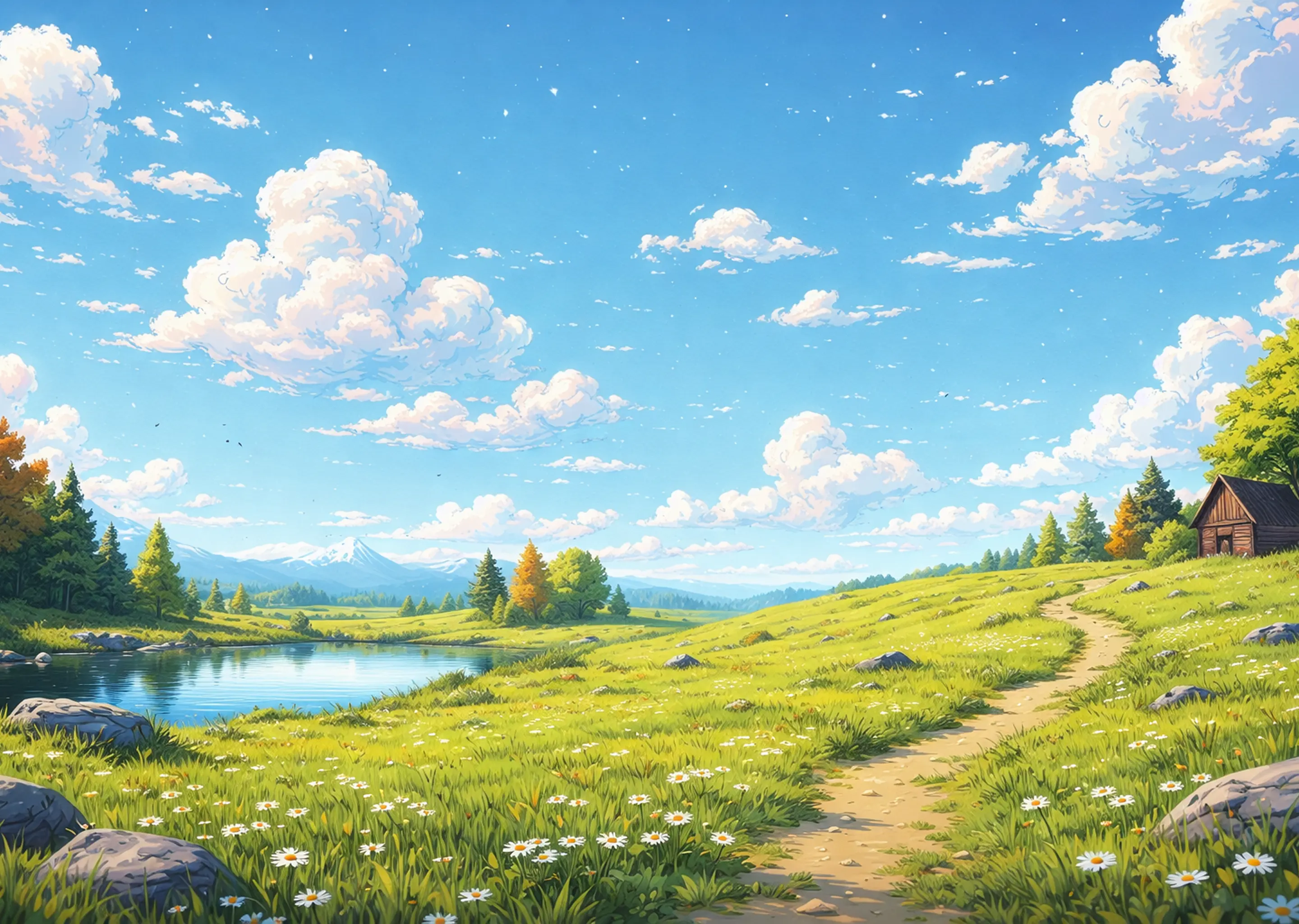 A scenic view of a beautiful landscape with clouds and some people taking photos.